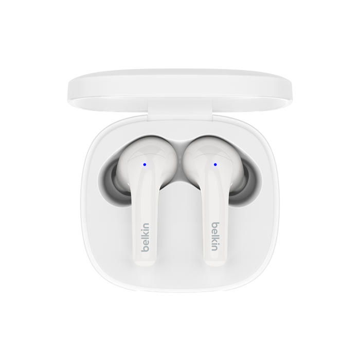 Belkin SoundForm™ Motion True Wireless Earbuds Noise Cancelling Ear Buds with Wireless Charging Case & Dual Microphone - سماعات لاسلكيو ساوند فورم للأذنين مع إلغاء الضوضاء وعلبة شحن لاسلكية وميكروفون مزدوج من بيلكن