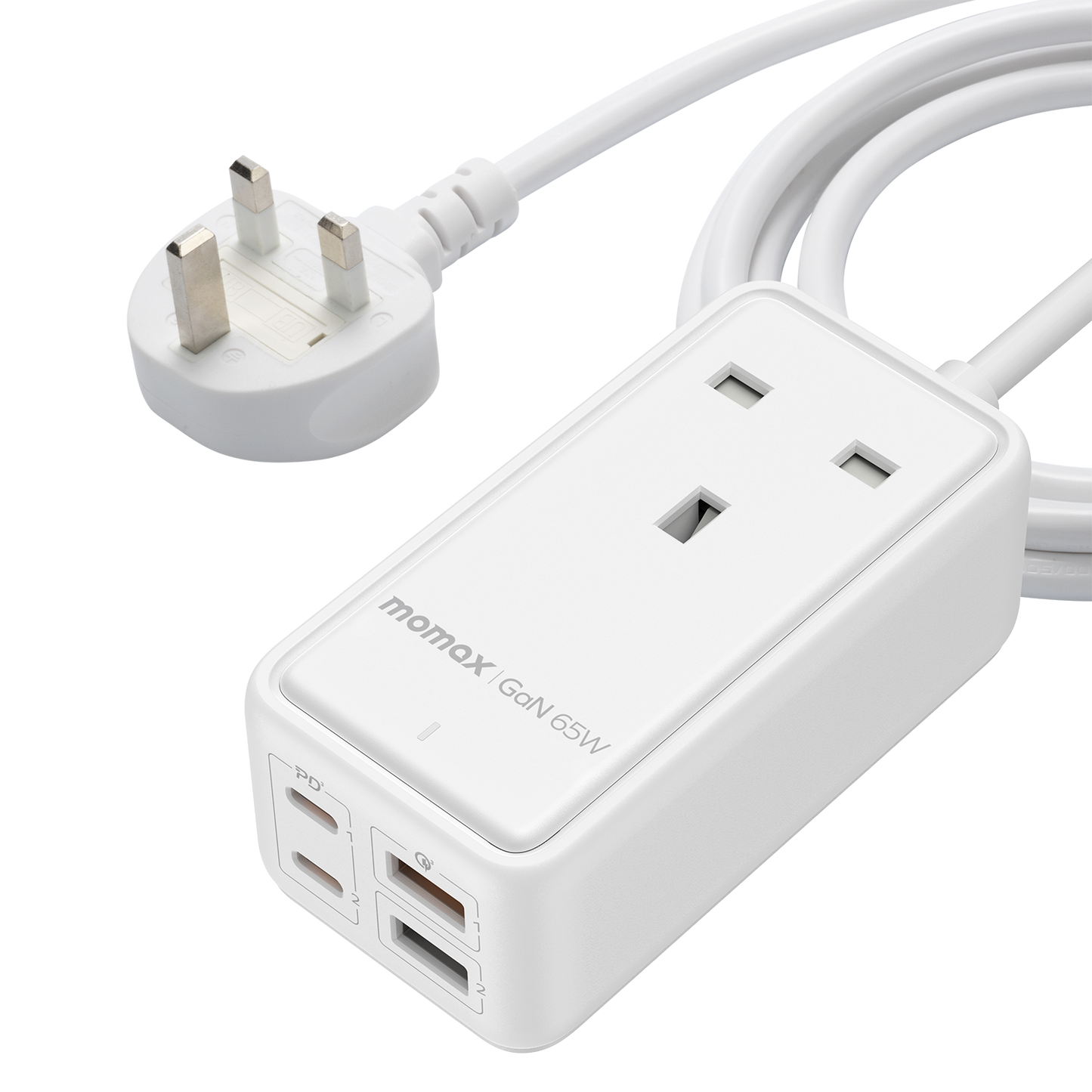 Momax ONEPLUG 65W GaN Extension Cord with USB Ports - مشترك موماكس وان بلاج بقدرة 65 واط مع منافذ USB