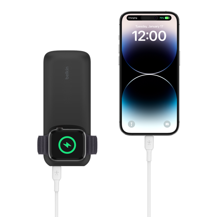 Belkin BoostCharge Pro Fast Wireless Charger for Apple Watch & USB-C 20W Power Bank 10K - شاحن لاسلكي سريع لساعة أبل وباور بانك بقدرة 10الاف ميلي أمبير