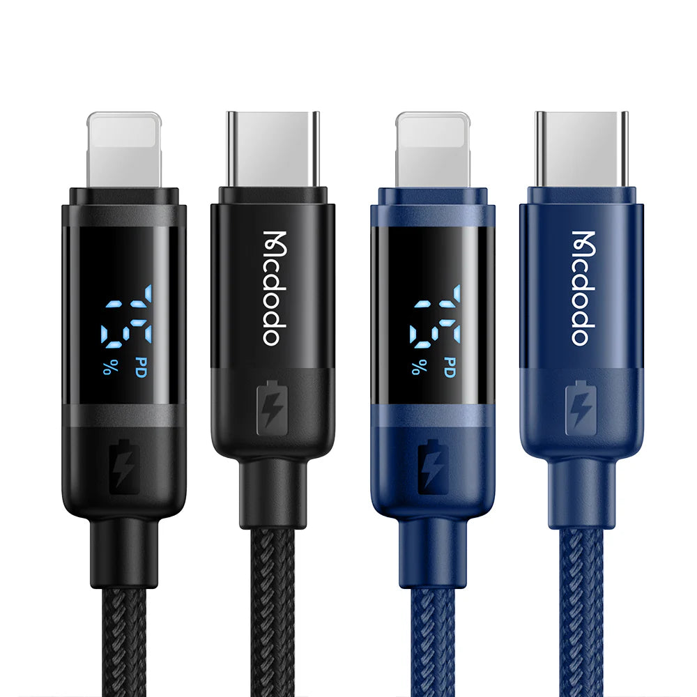 Mcdodo 36W Battery Level Display USB C To Lightning Cable 1.2m - مكدودو 36واط عرض مستوى البطارية يو اس بي سي إلى كابل لايتننغ 1.2 متر