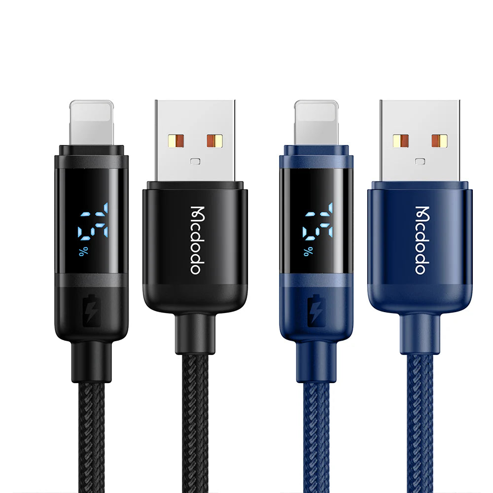 Mcdodo 3A Battery Level Display USB To Lightning Cable 1.2m - ماكدودو عرض مستوى البطارية يو اس بي إلى كابل لايتننغ 1.2 متر