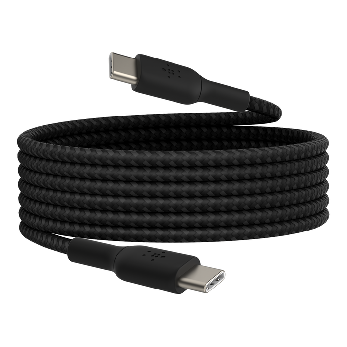Belkin BoostCharge Braided USB-C to USB-C Cable 1M/3.3ft - كابل شحن يو اس بي سي الى يو اس بي سي بتقنية البوست شارجر وطول 1 متر من بيلكن