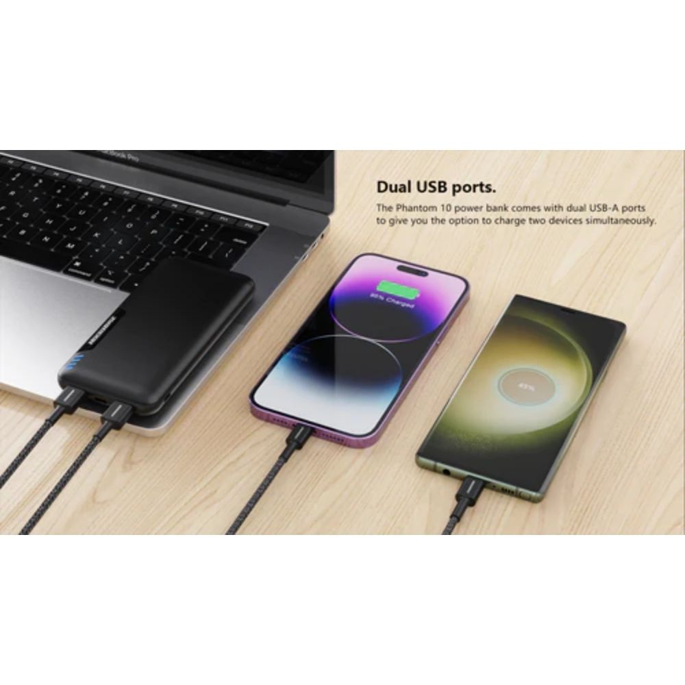 Rockrose Phantom 10 10000mAh Ultra-Compact Power Bank - روك روز فانتوم 10 باور بانك فائق الصغر بسعة 10000 مللي أمبير في الساعة