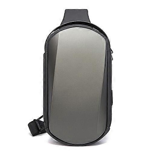 BANGE Men Chest Bag Waterproof EVA Hard Shell Messenger Bag - Gray | حقيبة كتف رجالية من بانجي, مقاومة للماء بهيكل خارجي صلب - رمادي