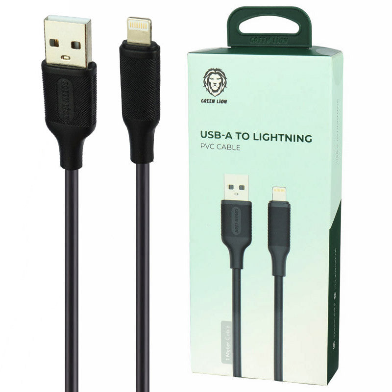 كيبل جرين لايون من يو اس بي اي الى لايتننغ بطول 1 متر, شحن سريع 2.4A | Green Lion USB-A to Lightning PVC Cable 1M 2.4A – Fast Charging.