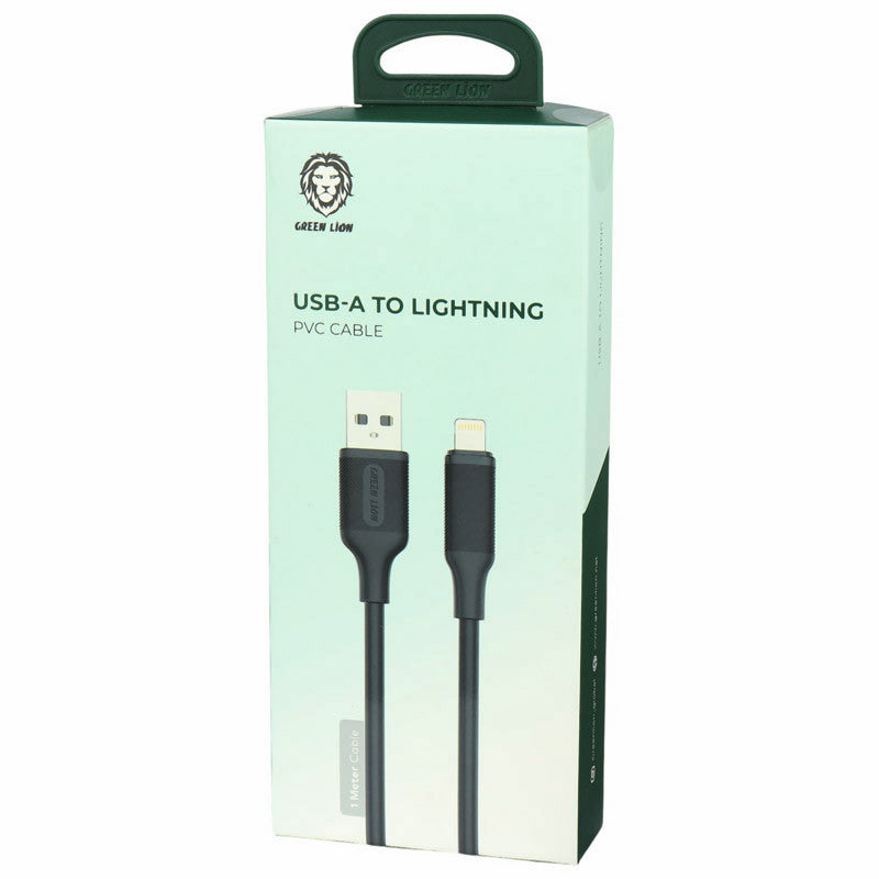 كيبل جرين لايون من يو اس بي اي الى لايتننغ بطول 1 متر, شحن سريع 2.4A | Green Lion USB-A to Lightning PVC Cable 1M 2.4A – Fast Charging.