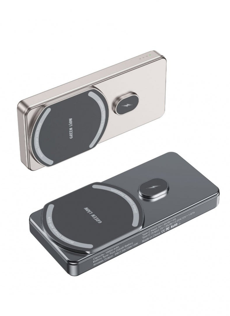 باور بانك جرين لايون ميلتون بسعة 5000 مللي امبير مع شحن لاسلكي 15 واط | Green Lion Milton 5000mAh Powerbank, 15W Wireless Charging