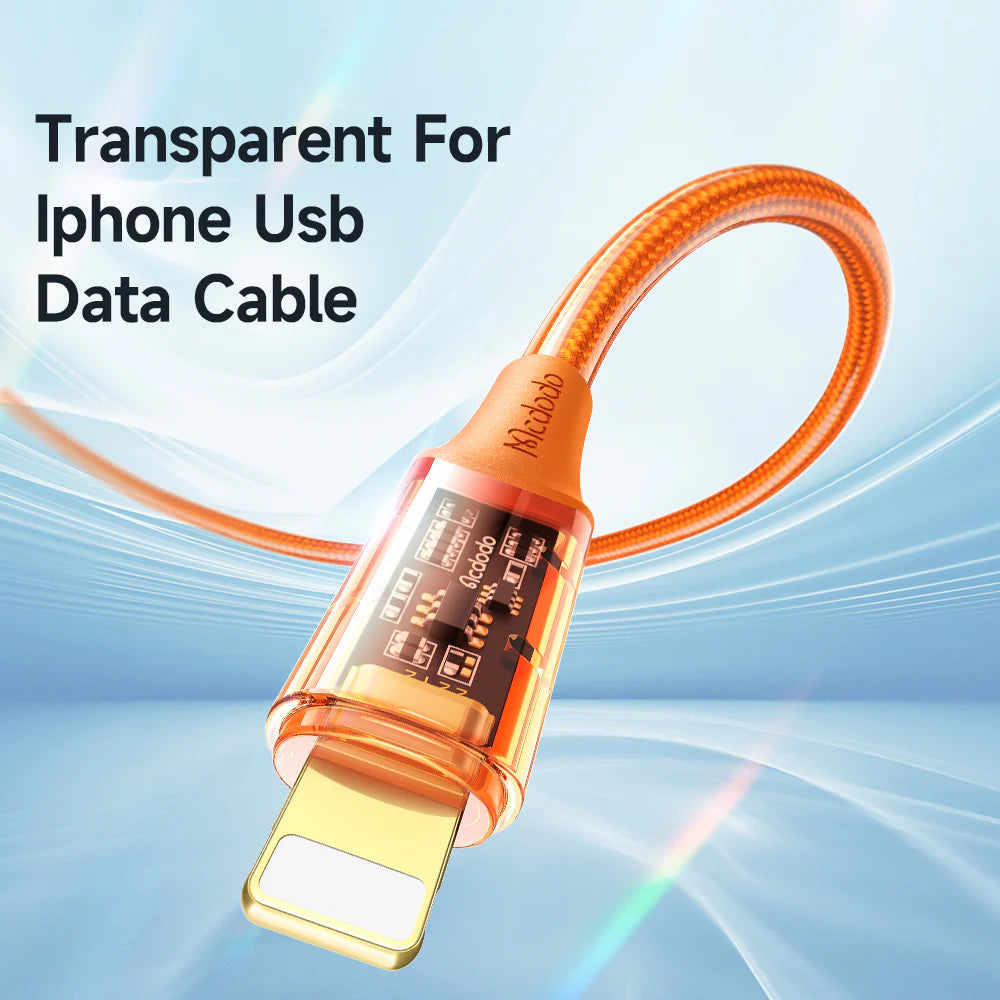 Mcdodo Lightning Transparent Data Cable - ماكدودو كابل بيانات شفاف لايتنينج