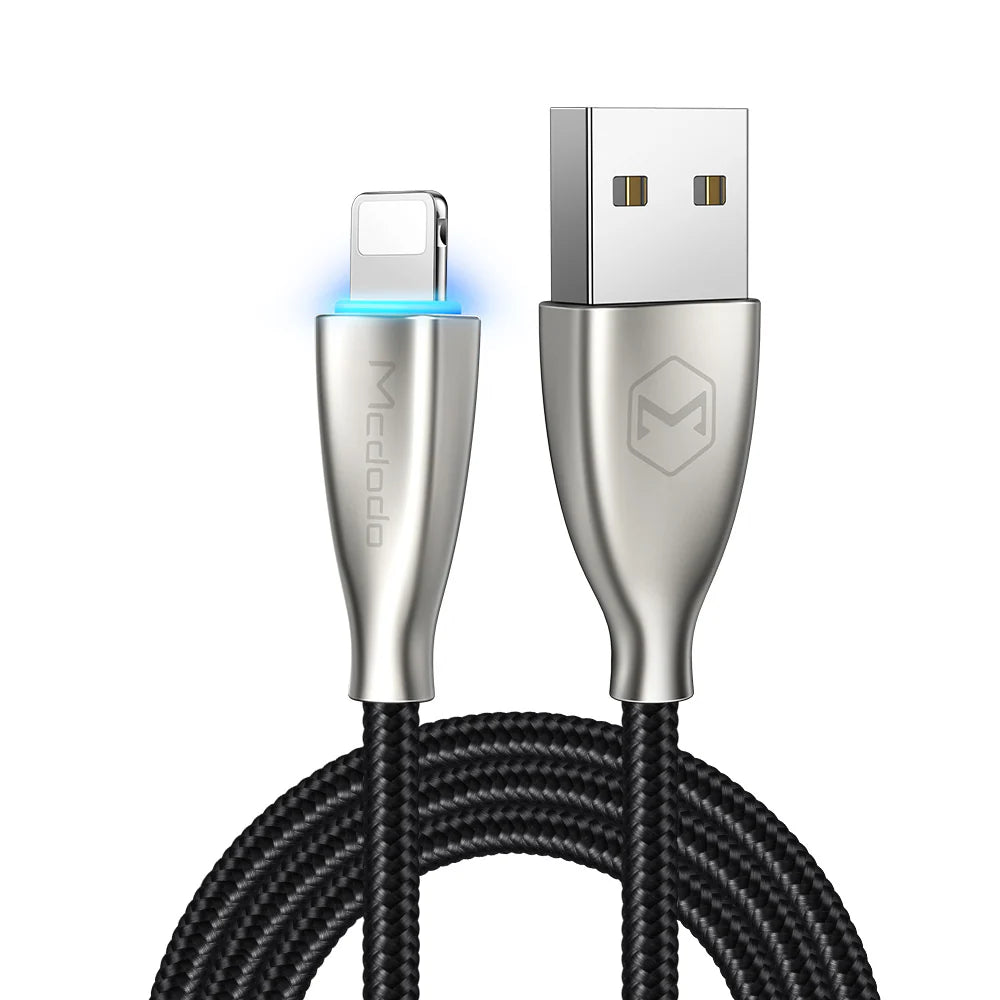 Mcdodo Lightning Data Cable USB Data Cable LED Display Fast Quick Charge Cable - كيبل بيانات ماكدودو لايتنينج مع ضوء ليد بطول 1.2 متر