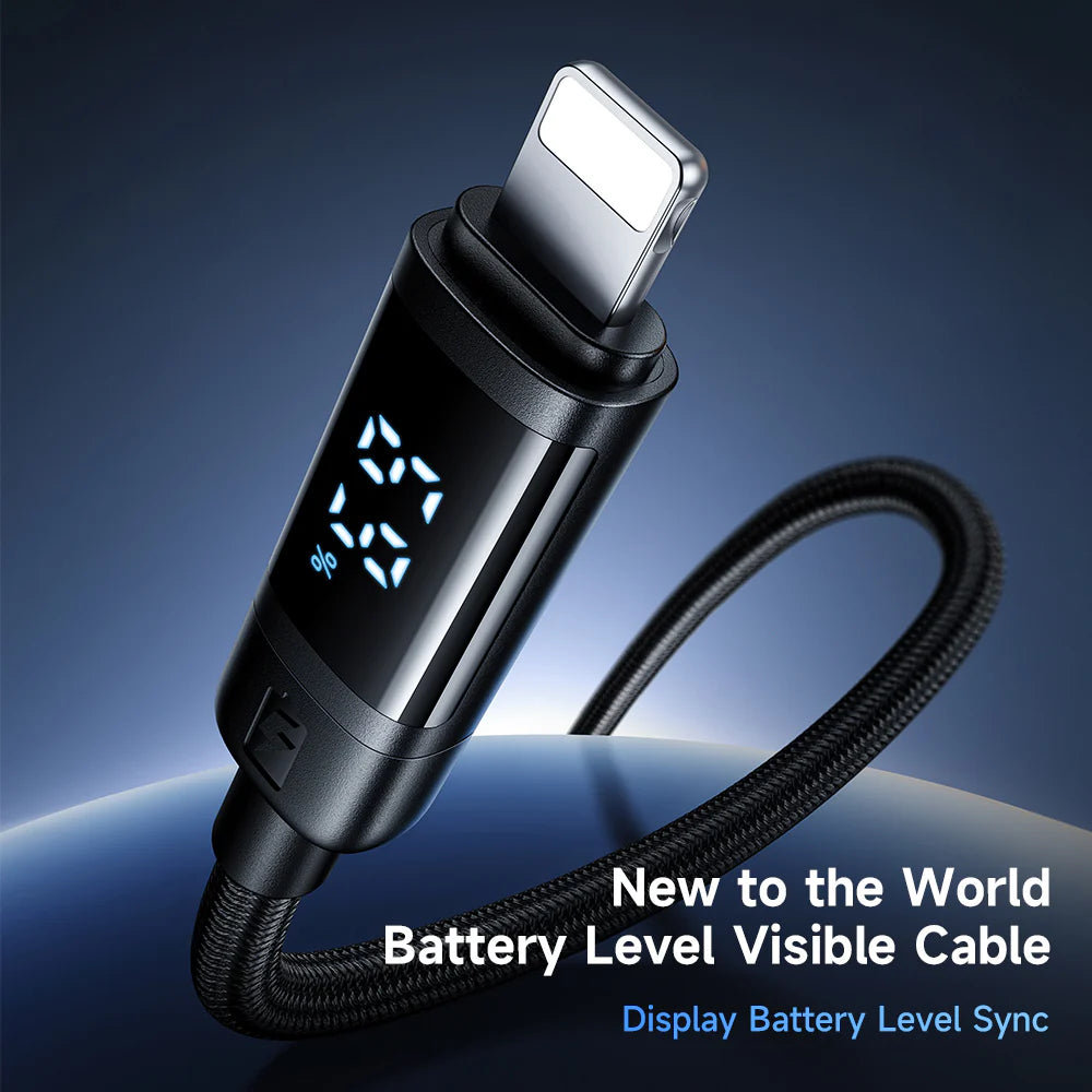 Mcdodo 3A Battery Level Display USB To Lightning Cable 1.2m - ماكدودو عرض مستوى البطارية يو اس بي إلى كابل لايتننغ 1.2 متر