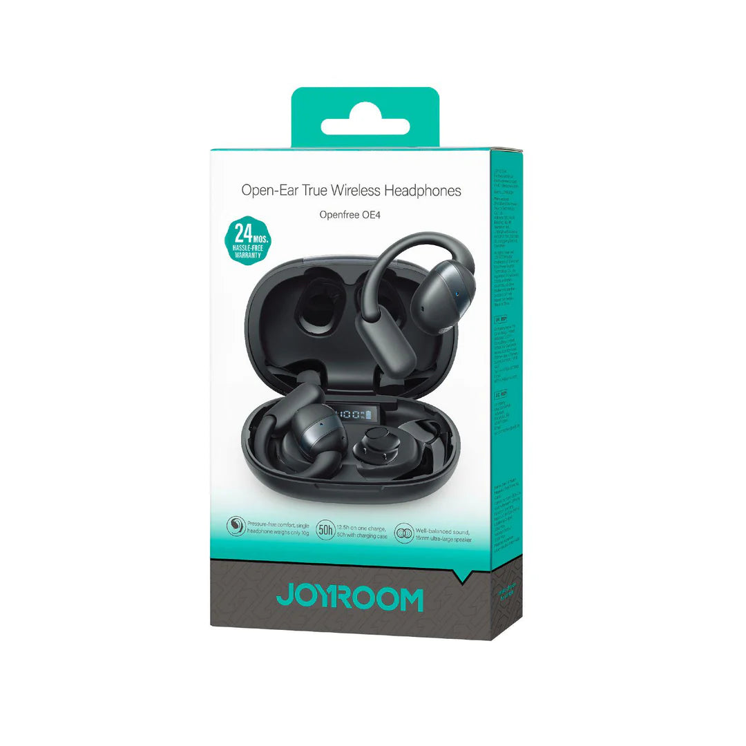 سماعات جويرووم اوبن فري JR-OE4 اللاسلكية, تشغيل حتى 50 ساعة - اسود | JOYROOM Openfree Series JR-OE4 Wireless Earbuds – 50H Playtime - Black