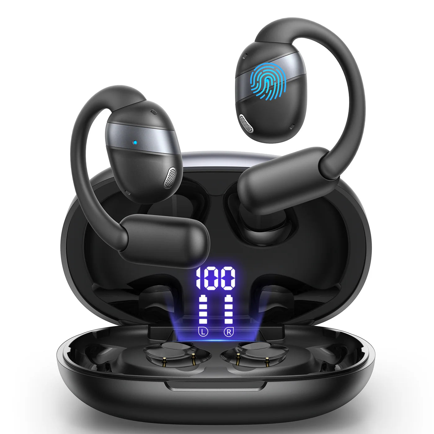 سماعات جويرووم اوبن فري JR-OE4 اللاسلكية, تشغيل حتى 50 ساعة - اسود | JOYROOM Openfree Series JR-OE4 Wireless Earbuds – 50H Playtime - Black