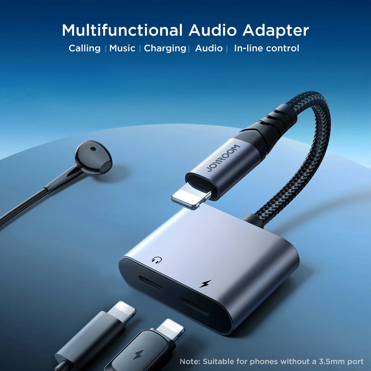 محوّل جويرووم 2 في 1 من لايتنينغ إلى منفذي لايتننغ (شحن + صوت) | JOYROOM SY-L02 2-in-1 Lightning Audio Adapter