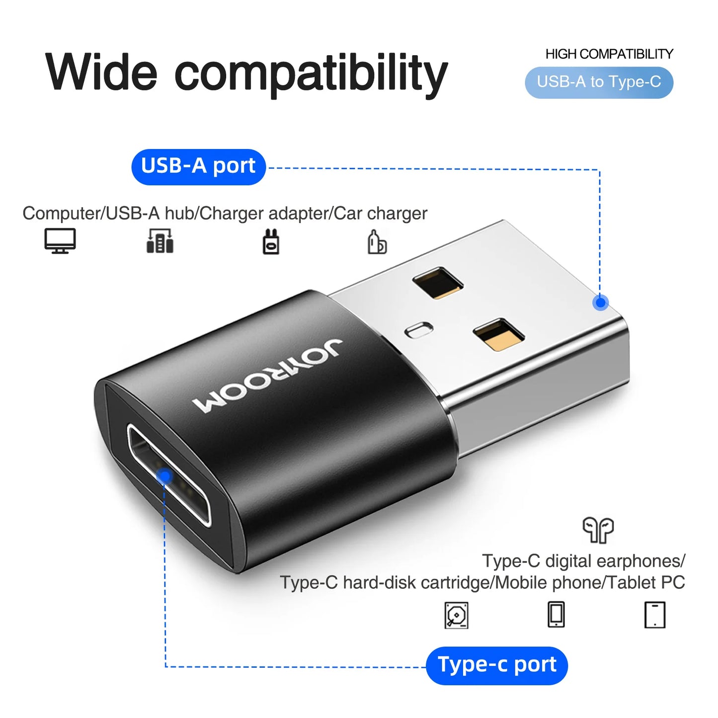 JOYROOM S-H152 USB to Type-C Adapter Fast Charging - محول من يو اس بي إلى تايب سي من جويروم
