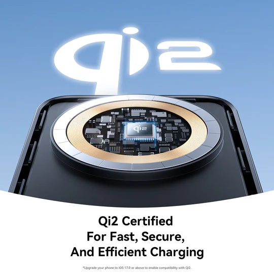 باور بانك جويرووم مغناطيسي لاسلكي QI2 بسعة 10,000 مللي امبير وبقدرة شحن 22.5 واط مع ستاند مدمج - اسود | JOYROOM JR-PBM11 QI2 22.5W Magnetic Wireless Power Bank with Kickstand 10000mAh – Black