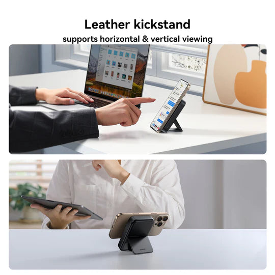 باور بانك جويرووم مغناطيسي لاسلكي QI2 بسعة 10,000 مللي امبير وبقدرة شحن 22.5 واط مع ستاند مدمج - اسود | JOYROOM JR-PBM11 QI2 22.5W Magnetic Wireless Power Bank with Kickstand 10000mAh – Black