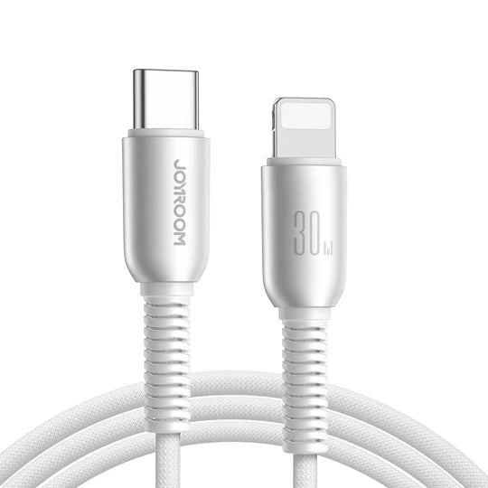 كيبل جويرووم يو اس بي سي الى لايتننغ بقدرة شحن 30 واط وطول 1.2 متر - ابيض | Joyroom Type-C to Lightning 30W Cable 1.2m - White