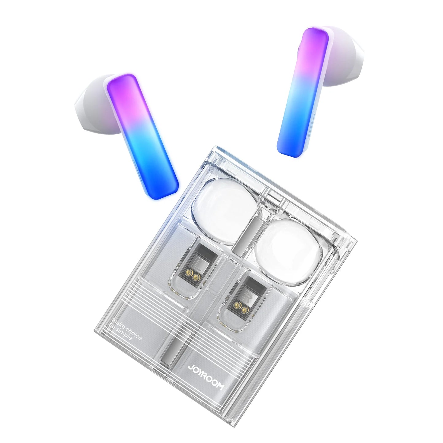 سماعات جويرووم JR-TC1 اللاسلكية مع اضائة LED, وقت تشغيل حتى 24 ساعة - ابيض | JOYROOM JR-TC1 True Wireless Earbuds with LED Lights – 24H Playtime – White