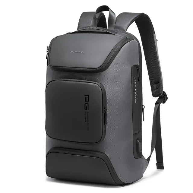حقيبة ظهر بانجي لابتوب وسفر مع منفذ شحن يو اس بي - رمادي | BANGE Laptop Bag & Travel Backpack with USB Charger Port – Gray