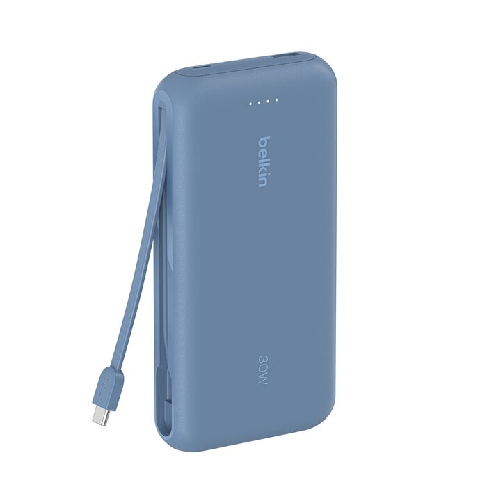 Belkin Power Bank 20K with USB-C Cable 30W Fast Charging - باور بانك بلكن 20 ألف مع كابل مدمج