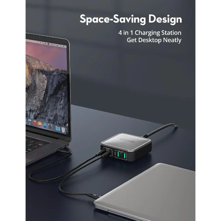 RAVPower RP-PC1042 100W 4-Port GaN PD Desktop Charger -راف باور شاحن مكتبي 4 منافذ بقوة 100 واط بتقنية GaN