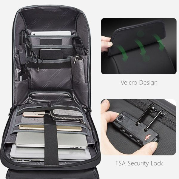 حقيبة ظهر بانجي سكورش للاعمال متعددة الاقسام مع منفذ يو اس بي وقفل TSA - رمادي | Bange Scorch Business Multi Compartment Stylish Antitheft Laptop Backpack with USB Charging Port – Gray
