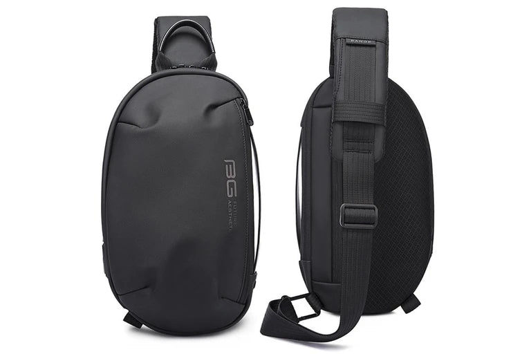 Bange Men Epithelium Coating Waterproof Crossbody Chest Bag with USB Port | حقيبة كتف رجالية من بانجي, مقاومة للخدوش والماء مع منفذ يو اس بي