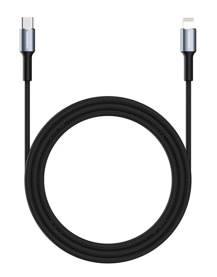 Rockrose Braided USB-C to Lightning Cable 20W White 1m - روك روز كيبل يو اس بي سي إلى لايتننغ بقوة 20 وات بطول 1 متر