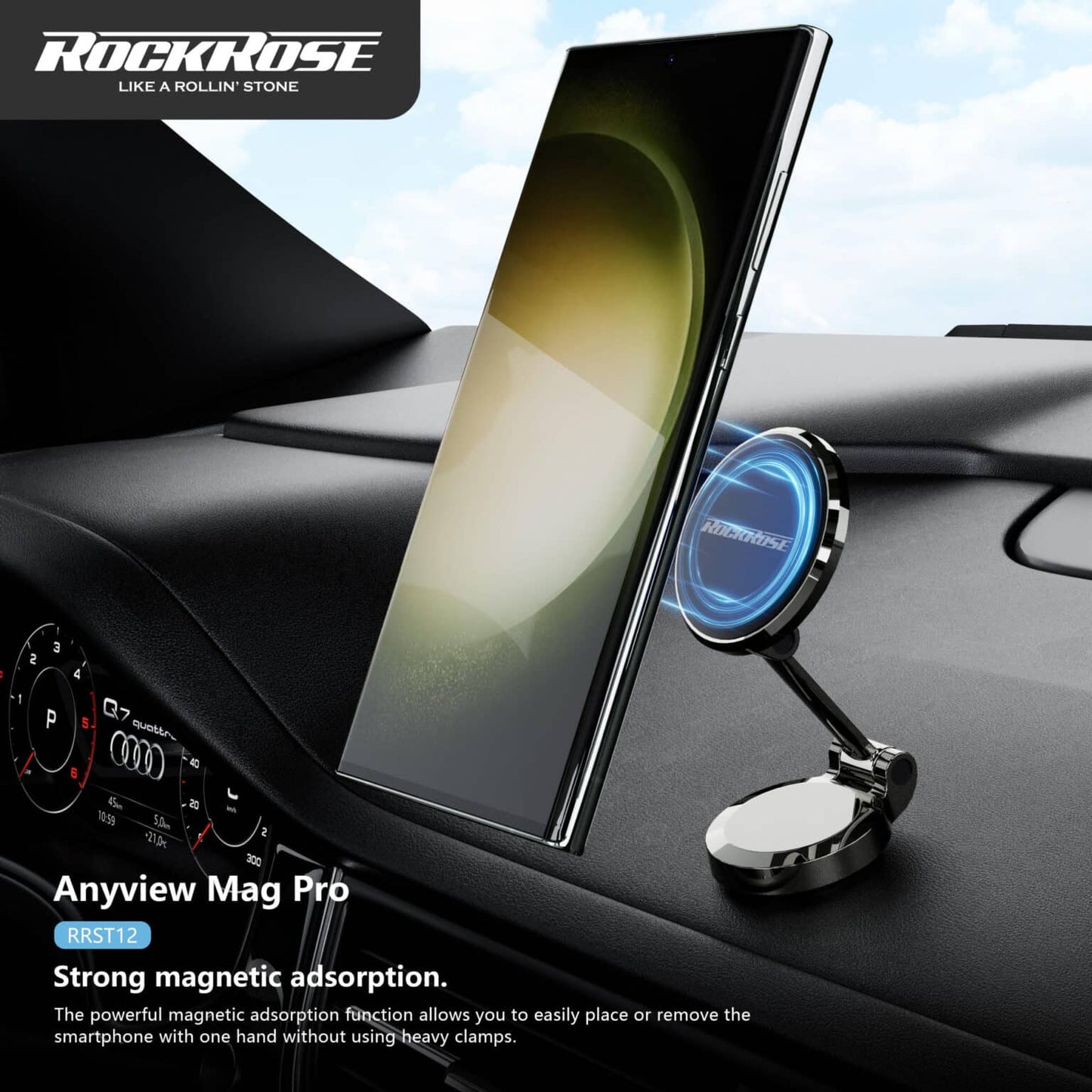 RockRose Anyview Mag Pro 360 Rotatable & Foldable - روك روز 360 درجة قابل للدوران والطي مركز وحدة تحكم مغناطيسي حامل الهاتف