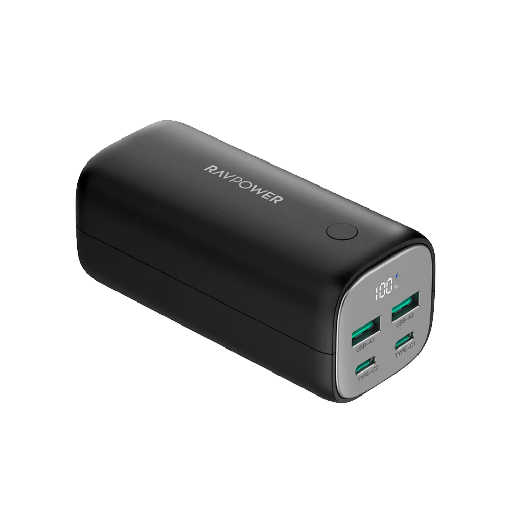 RAVPower PB208 Pro 20000mAh Power Bank 75W Fast Charging, 4-Port PD & QC - باور بانك راف باور بسعة 20000 مللي أمبير، 4 مخارج، شحن سريع 75 واط