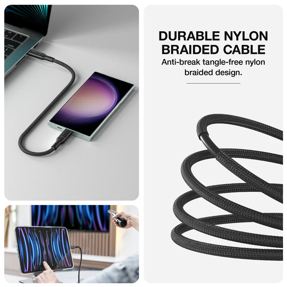 كيبل اميزنك ثنك ثاندر برو يو اس بي سي الى يو اس بي سي بقدرة 240 واط - اسود | AMAZINGTHING Thunder Pro 240W Type-C to Type-C Cable (USB 3.2 Gen2 – 20Gbps) – Black