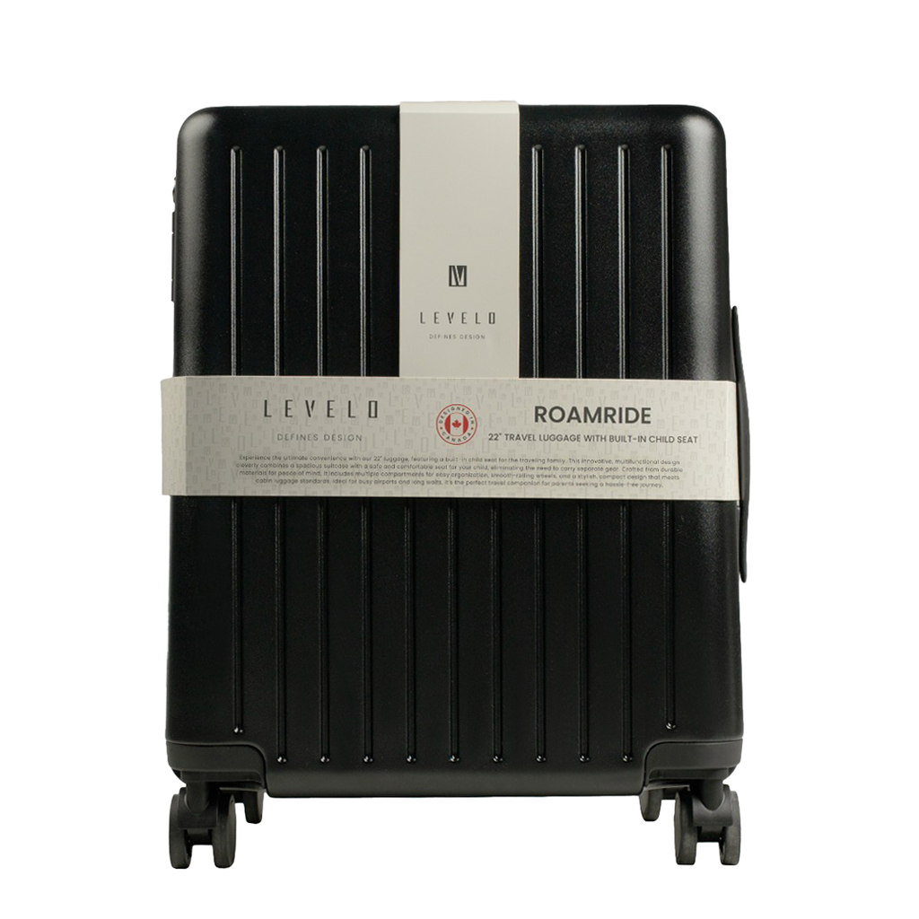 حقيبة سفر ليفيلو روم رايد 22" مع مقعد طفل مدمج وهيكل مقاوم للصدمات - اسود | Levelo RoamRide 22" Travel Luggage with Built-in Child Seat, Impact Resistance Shell - Black