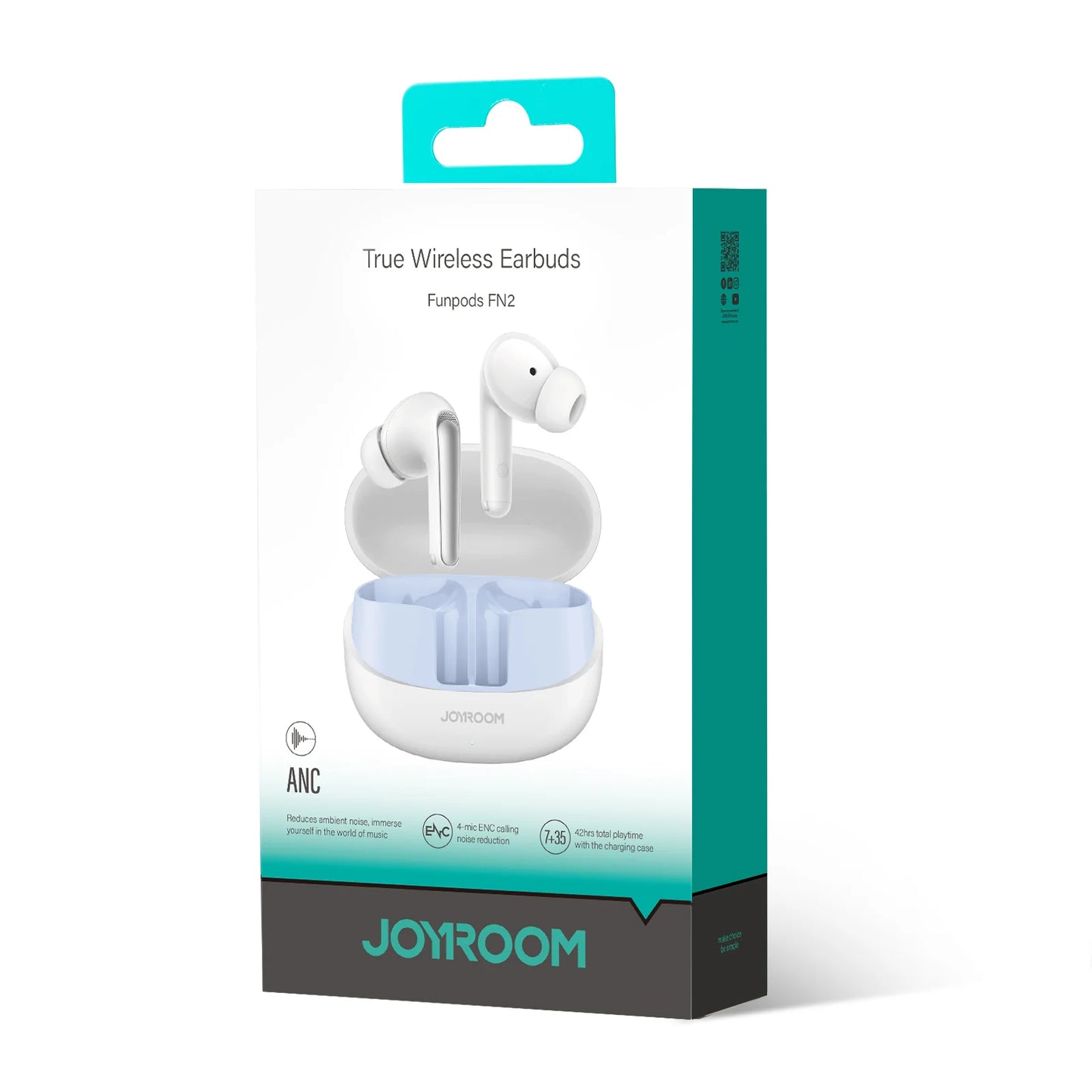 سماعات جويرووم JR-FN2 اللاسلكية مع خاصية الغاء الضوضاء, تشغيل حتى 42 ساعة | JOYROOM JR-FN2 True Wireless Earbuds ANC, 42H Playtime