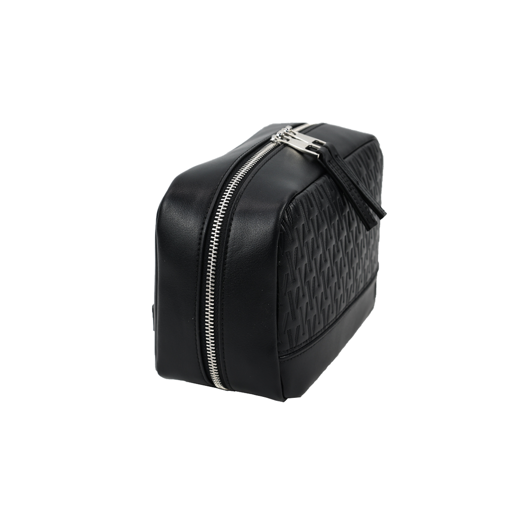 حقيبة ليفيلو بوشيت جلد PU بجيب شبكي مع مقبض مدمج - اسود | Levelo Pochette Pouch with Mesh Pocket & Built-in Grip Handle – Black