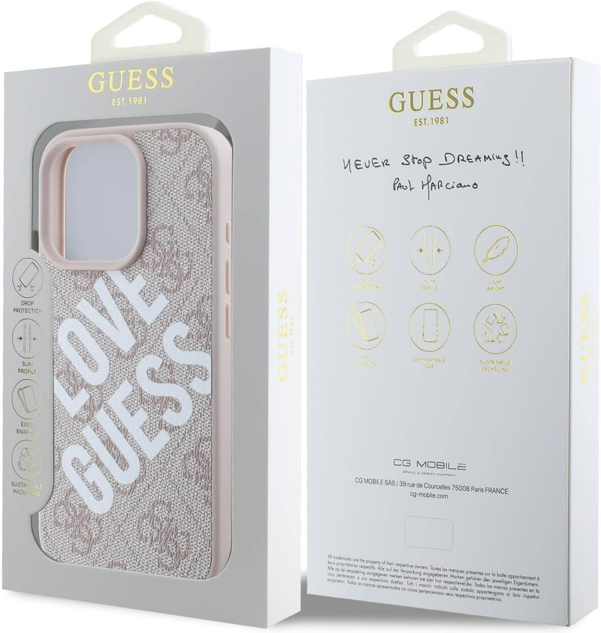 GUESS PU 4G Hard Case with Big Love Logo for iPhone 16 Pro | كفر GUESS بتصميم 4 جي PU وشعار لاف كبير لجهاز ايفون 16 برو
