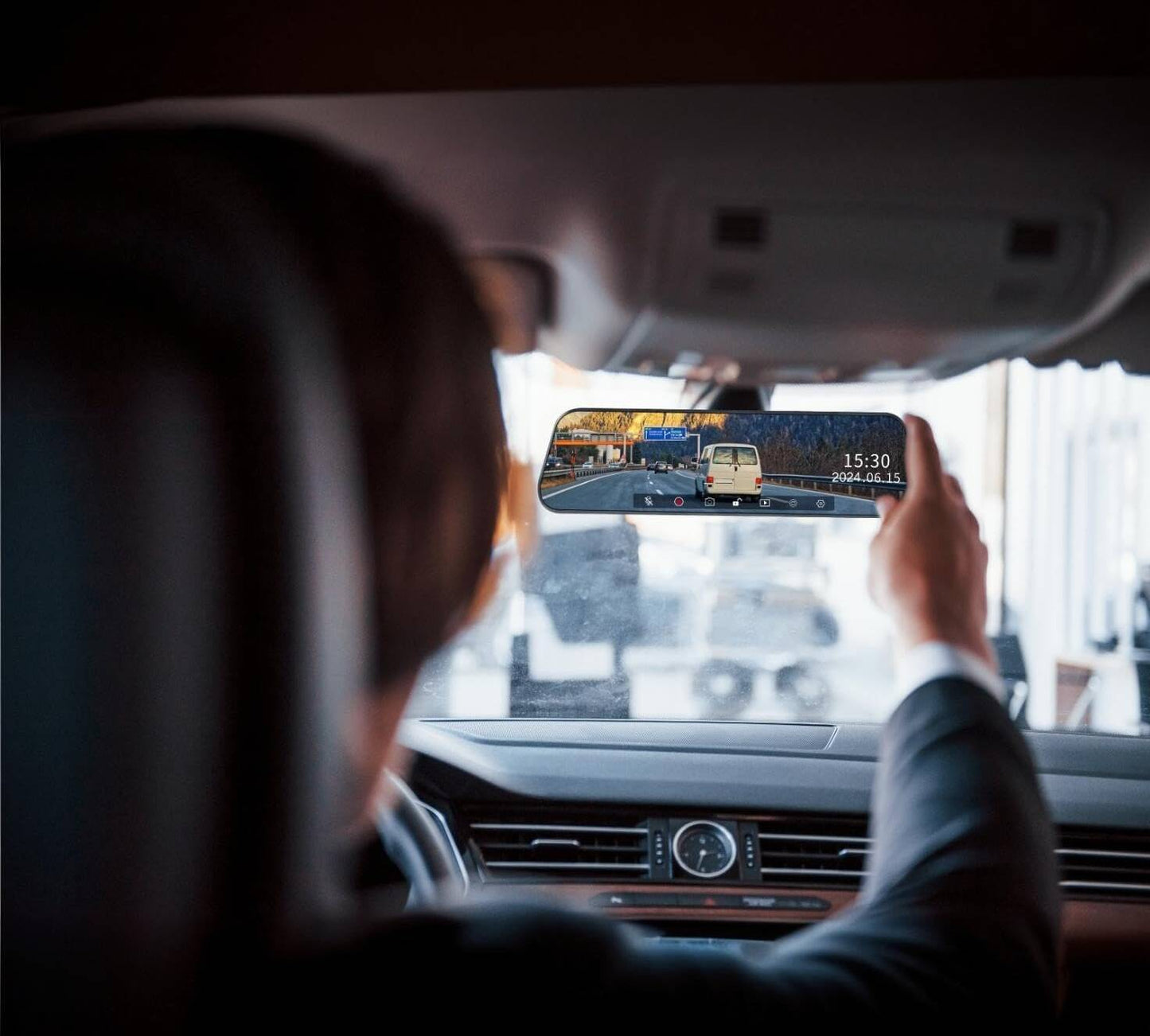 كاميرا لوحة القيادة من بورودو لايف ستايل - اسود | Porodo Lifestyle Streaming Mirror Dash Camera - Black.