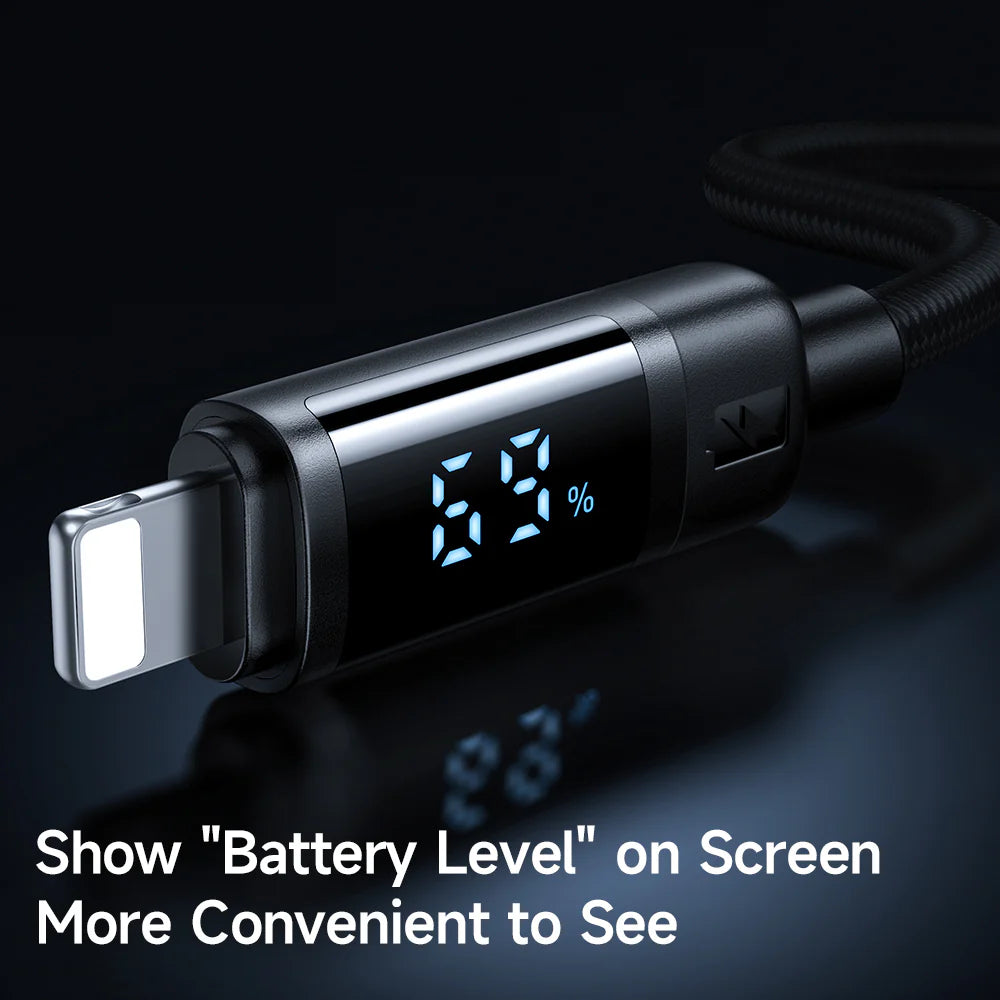 Mcdodo 3A Battery Level Display USB To Lightning Cable 1.2m - ماكدودو عرض مستوى البطارية يو اس بي إلى كابل لايتننغ 1.2 متر