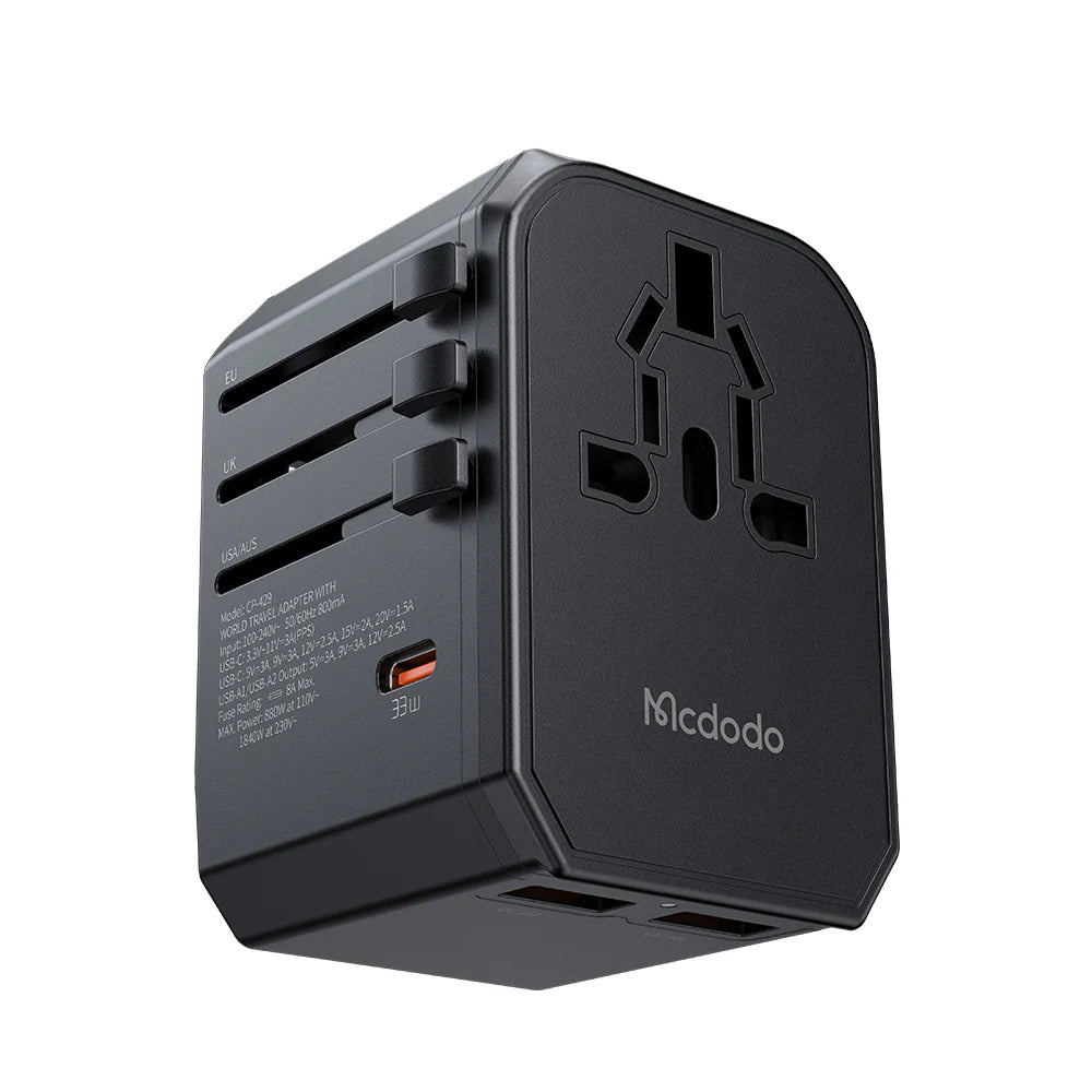Mcdodo 33W PD Fast Charging Universal Travel Adapter - محول السفر العالمي مكدودو 33واط للشحن السريع