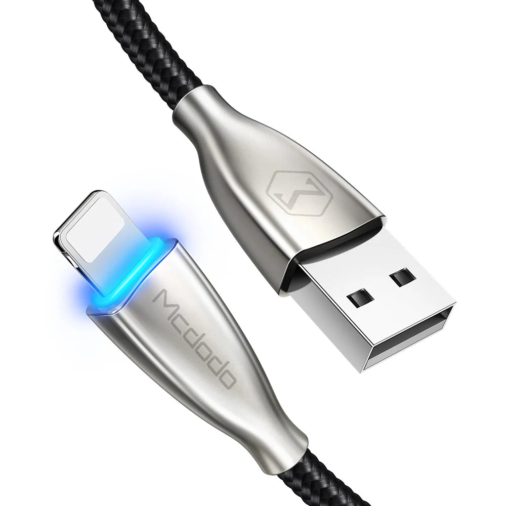 Mcdodo Lightning Data Cable USB Data Cable LED Display Fast Quick Charge Cable - كيبل بيانات ماكدودو لايتنينج مع ضوء ليد بطول 1.2 متر