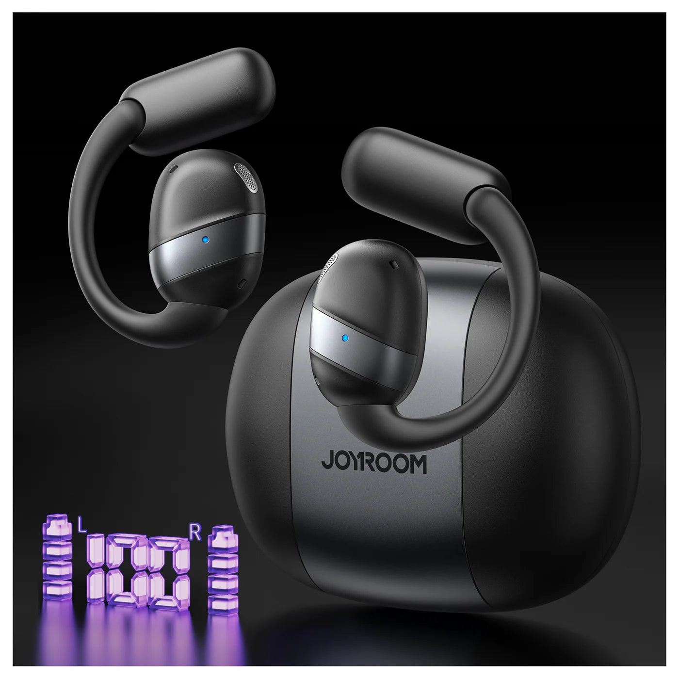 سماعات جويرووم اوبن فري JR-OE4 اللاسلكية, تشغيل حتى 50 ساعة - اسود | JOYROOM Openfree Series JR-OE4 Wireless Earbuds – 50H Playtime - Black