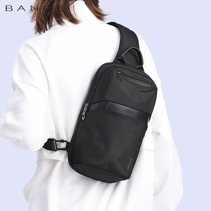BANGE Multi-functional Men's Oxford Crossbody Anti-theft Shoulder Chest Bag with USB Port | حقيبة كتف رجالية من بانجي متعددة الاستعمالات ومقاومة للماء, مع منفذ يو اس بي