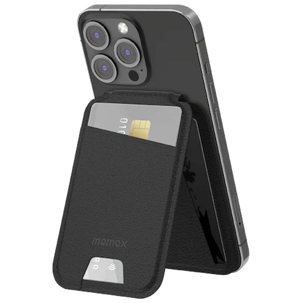 Momax 1-Wallet Magnetic Stand Card Holder | MagSafe Compatible - حافظة بطاقات موماكس 1-واليت المغناطيسية متعددة الوظائف, تدعم تقنية ماج سيف