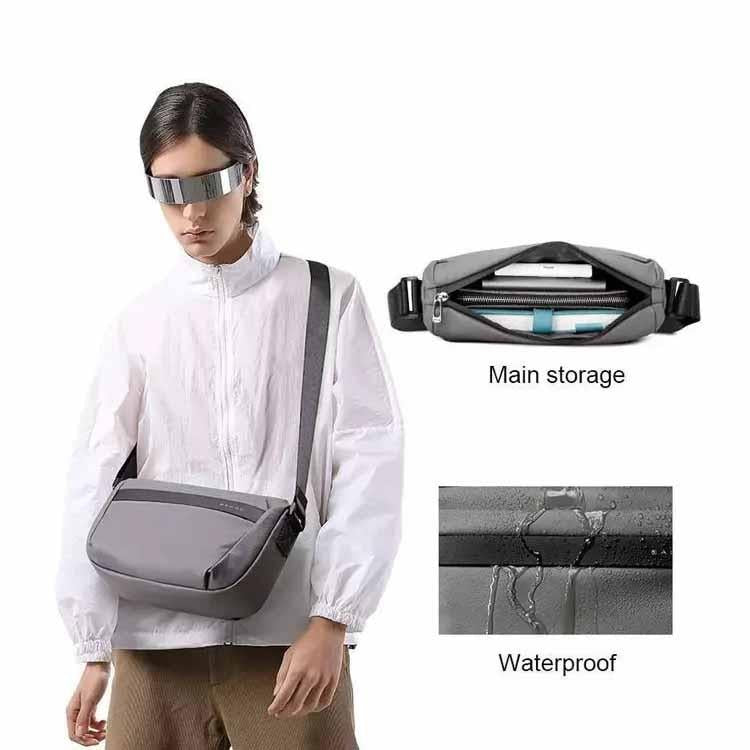 BANGE Men Crossbody Bag Waterproof Simple Business Bag - Gray | حقيبة كتف بانج للرجال مقاومة للماء, تصميم بسيط للاعمال والرحلات - رصاصي