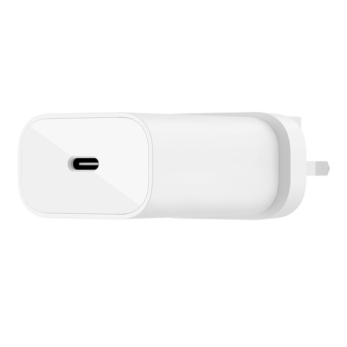 بلكن شاحن حائط تايب سي 25 واط مع كيبل تايب سي الى لايتننغ - Belkin BoostCharge USB-C Wall Charger 25W USB-C PD Certified with PPS & 1M USB-C to Lightning Cable