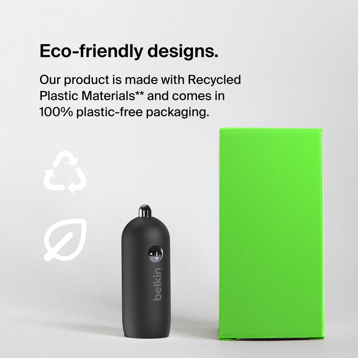 Belkin BoostCharge USB-C PD Car Charger 30W - شاحن سيارة سريع الشحن بقوة 30واط ومنفذ تايب سي من بيلكن