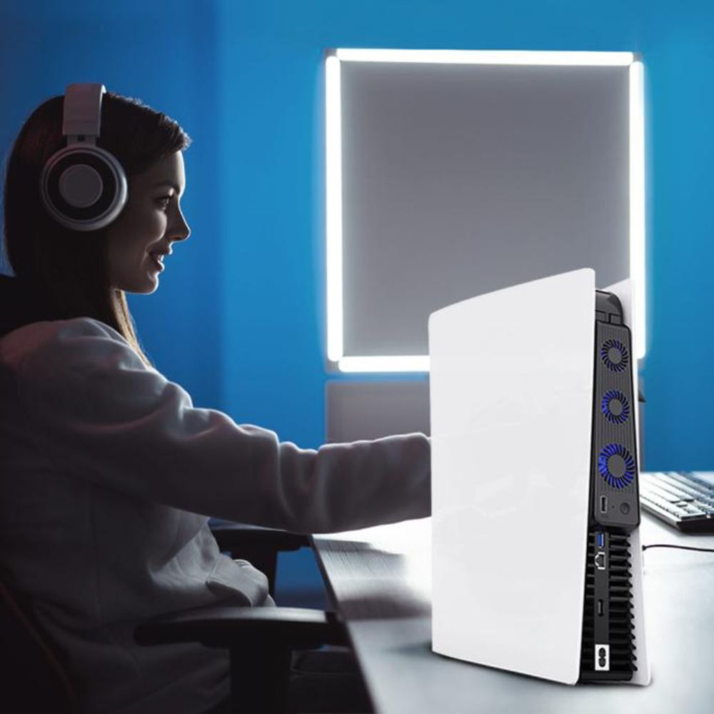 مروحة تبريد بلاي ستيشن 5 من بورودو, 3 سرعات - اسود | Porodo Gaming PS5 Console Cooling Fan – Black