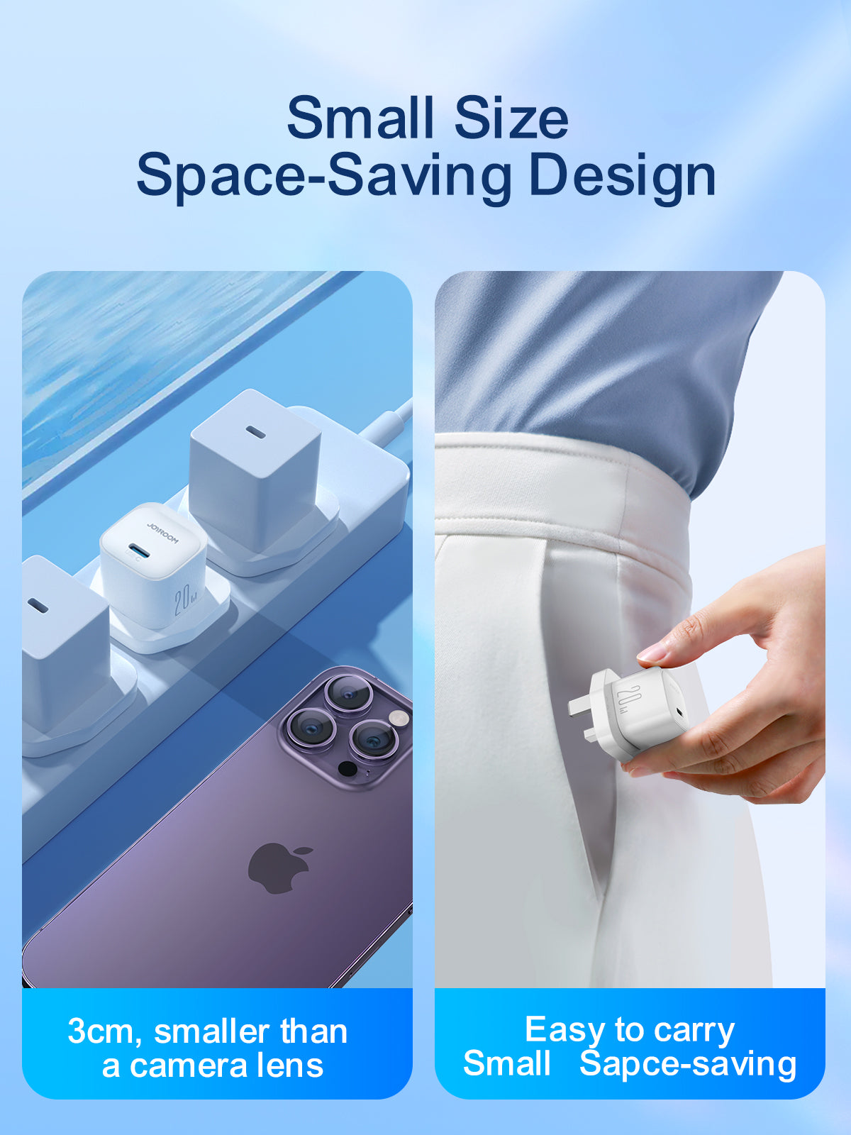 شاحن جداري جويرووم JR-TCF02 صغير بقدرة شحن 20 واط - ابيض | JOYROOM JR-TCF02 PD 20W Mini Charger – White