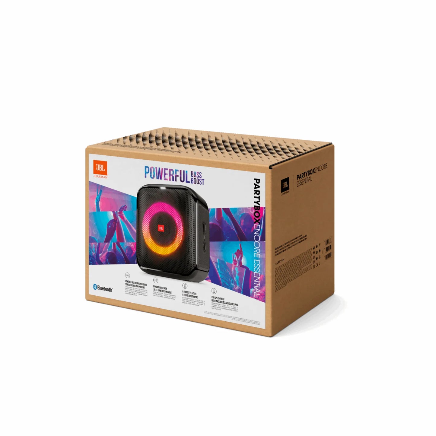 JBL Partybox Encore Essential Portable Wireless Speaker, 6H Playtime - Black | سماعة جي بي ال بارتي بوكس انكور اسينشال المحمولة اللاسلكية, تشغيل حتى 6 ساعات - اسود