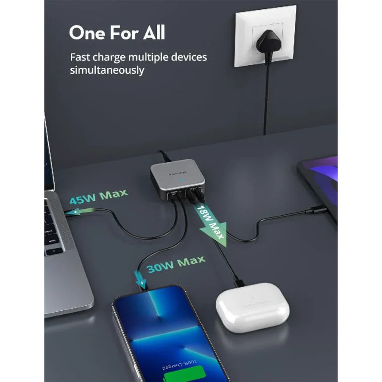 RAVPower RP-PC1042 100W 4-Port GaN PD Desktop Charger -راف باور شاحن مكتبي 4 منافذ بقوة 100 واط بتقنية GaN
