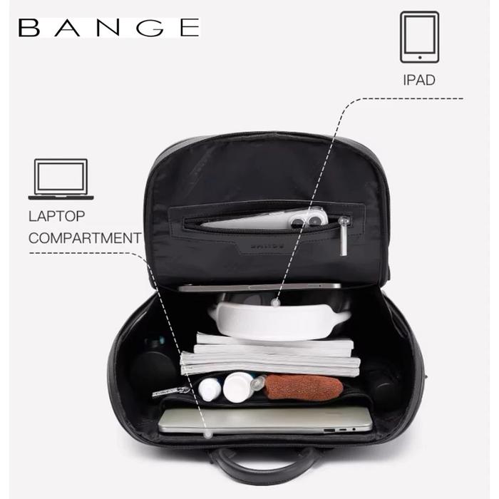 حقيبة ظهر بانجي Ys001 للاعمال مع جيب لابتوب حجم 14 انش وحامل Airtag - اسود | Bange Ys001 Backpack Bag for Office Work, For Laptop 14 Inch & iPad Tablet 12.9 Inch, Airtag Hanger – Black